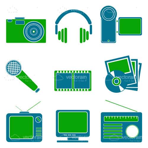 Multimedia Entertainment Icon Set